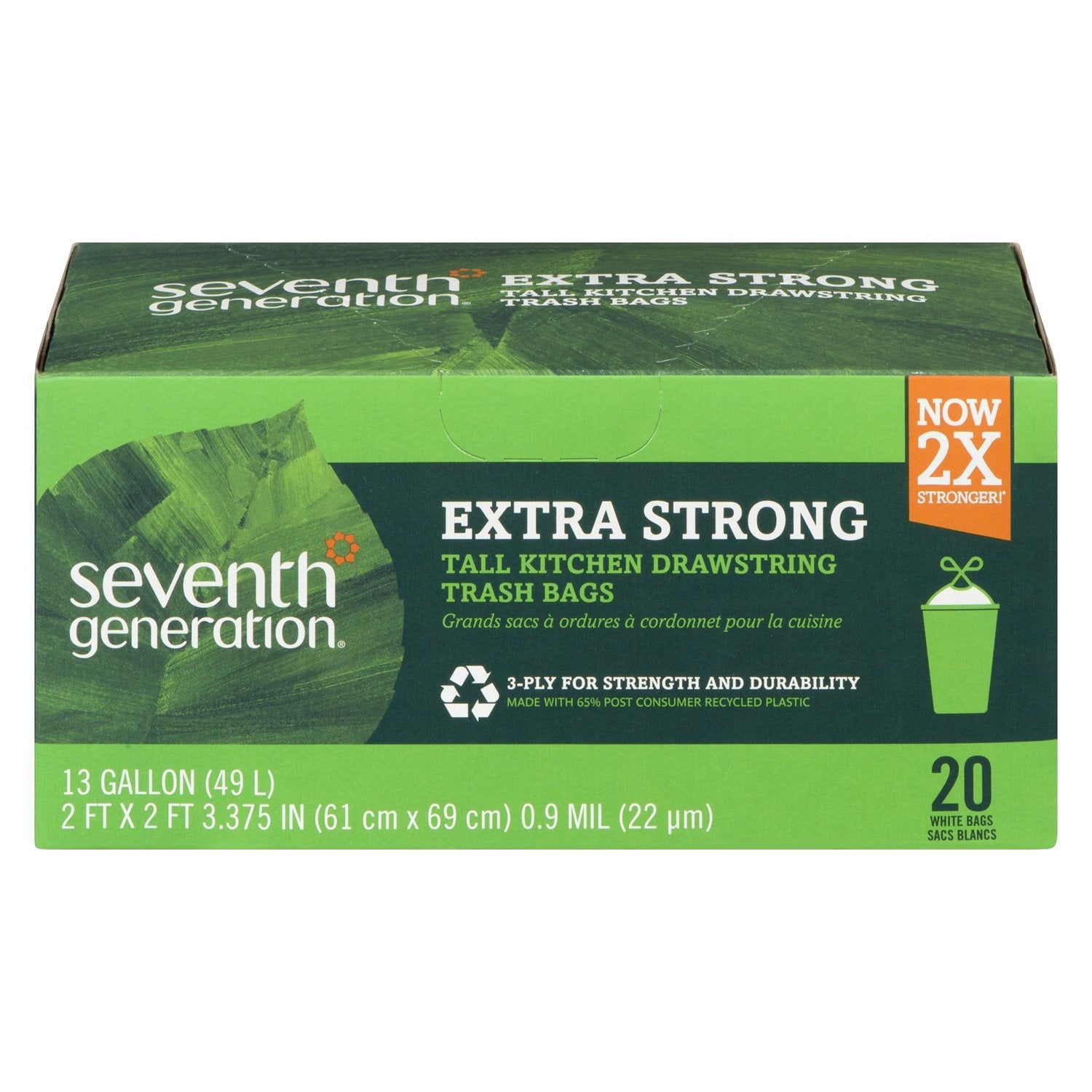 Product image of Seventh Generation Drawstring Kitchen Trash Bags 13 Gallon 20 Bags